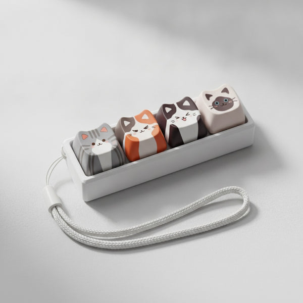 Cute Cat Keycap Keychain - 4-Keycap Set