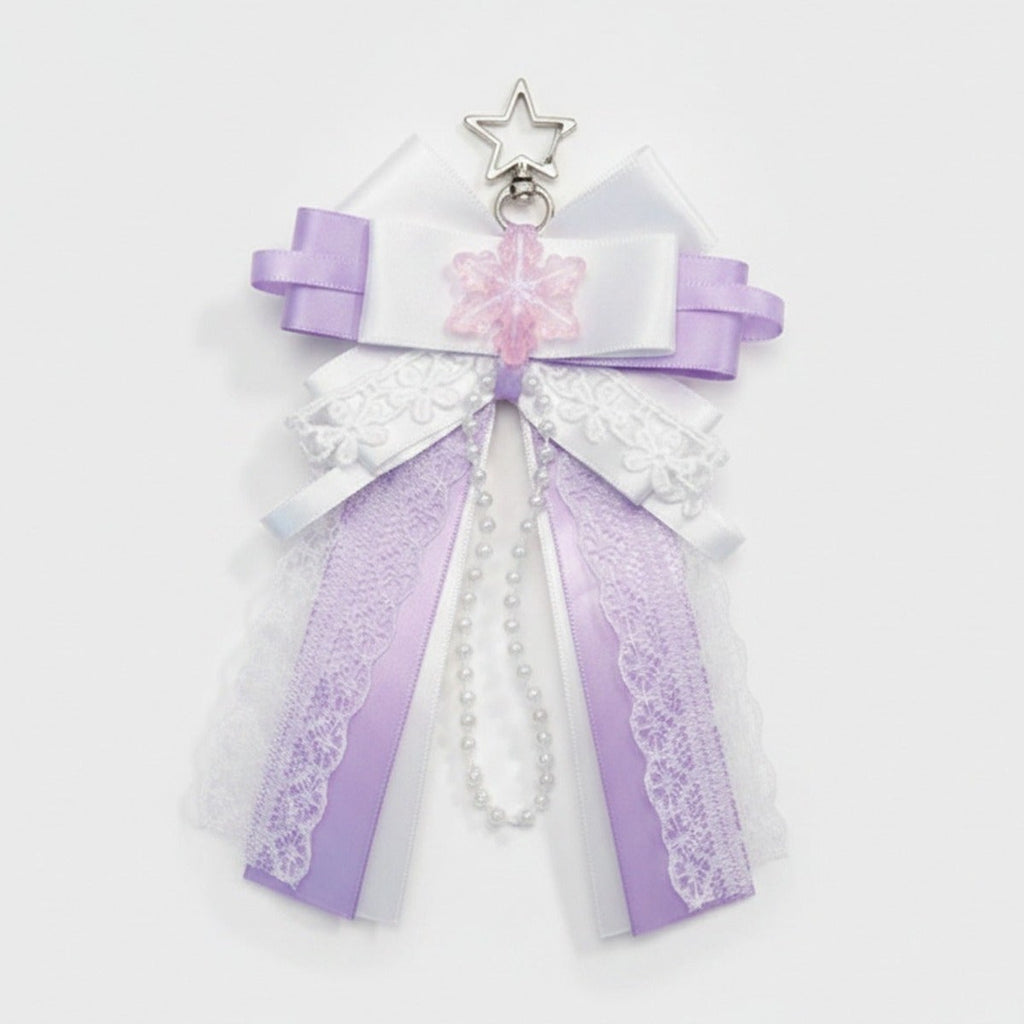 Snowflake Bow Bag Charm - Purple