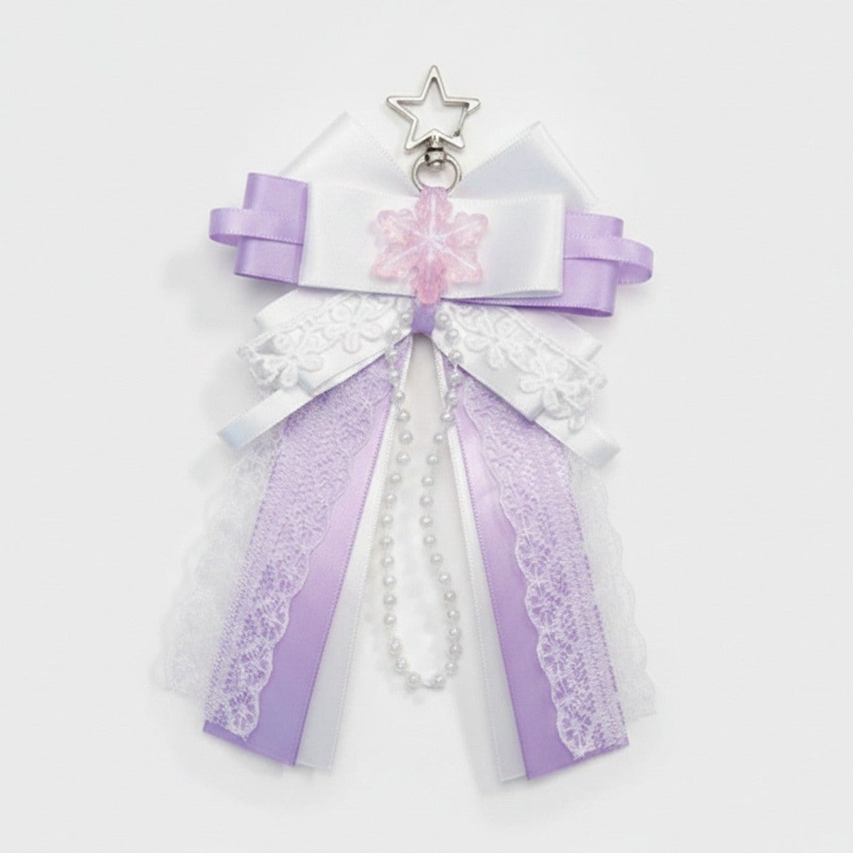 Snowflake Bow Bag Charm - Purple