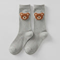 Light Gray Bear Patch Crew Socks – apparel accessories (view 1)