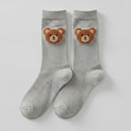 Light Gray Bear Patch Crew Socks – apparel accessories (view 1)