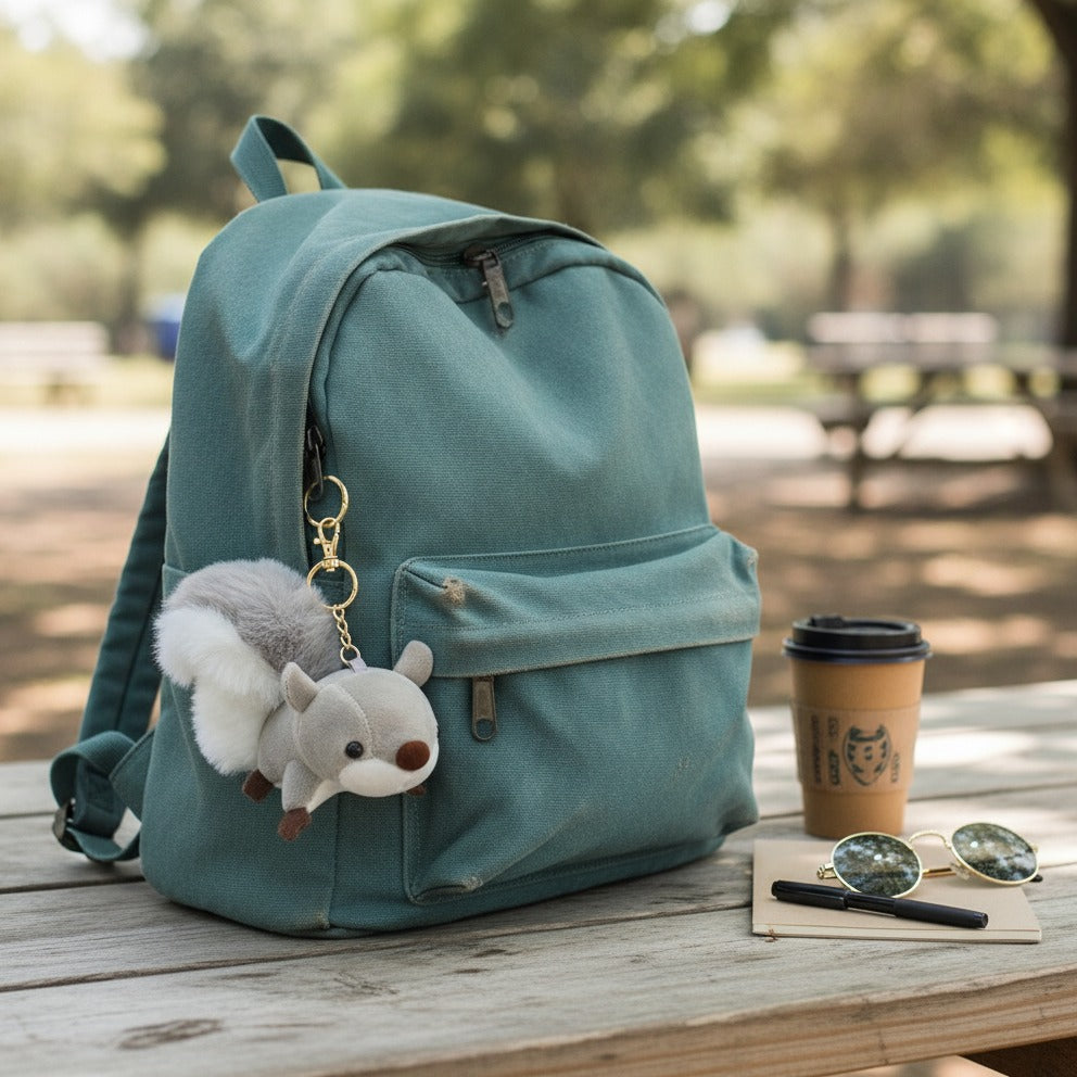 Plush Squirrel Keychain - Gray