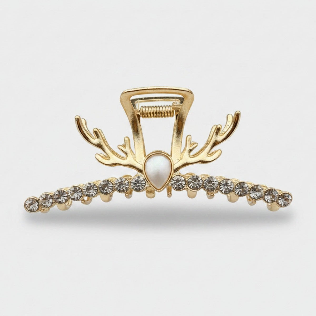 Antler Pearl Rhinestone Hair Claw - Rhinestone Deer Antler Claw Clip – hair accessories (view 1)