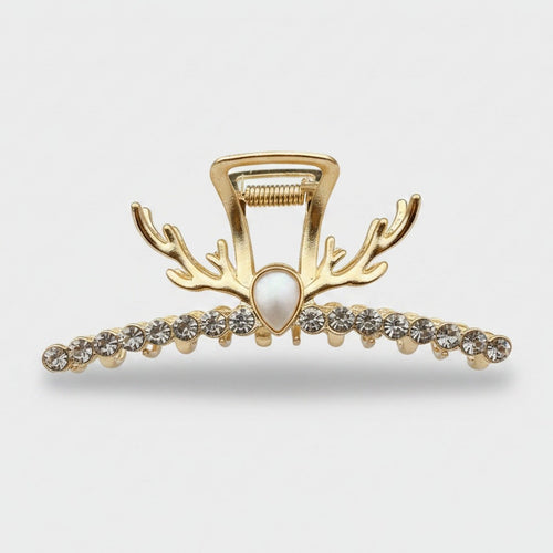 Antler Pearl Rhinestone Hair Claw - Rhinestone Deer Antler Claw Clip – hair accessories (view 1)