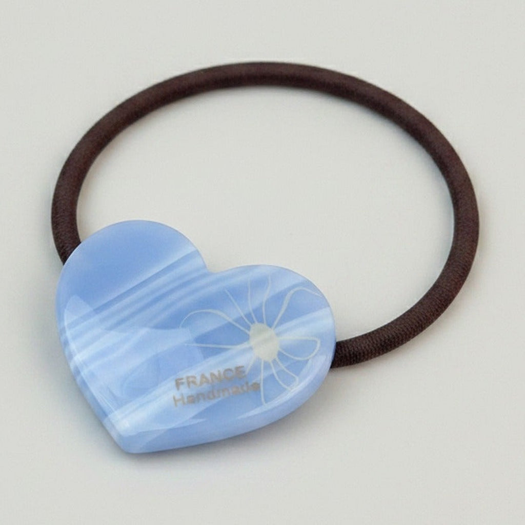 Blue Heart Hair Tie Elastic Scrunchie – hair accessories (view 1)