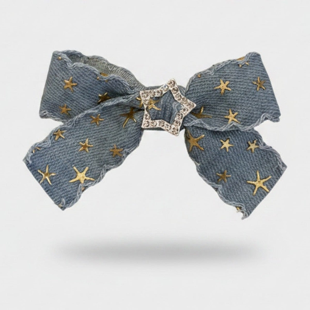 Denim Star Hair Bow Clip With Rhinestone – hair accessories (view 1)