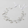 Pearl Crystal Wire Headband - Silver