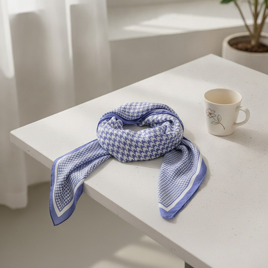 Classic Houndstooth Scarf Wrap - Periwinkle