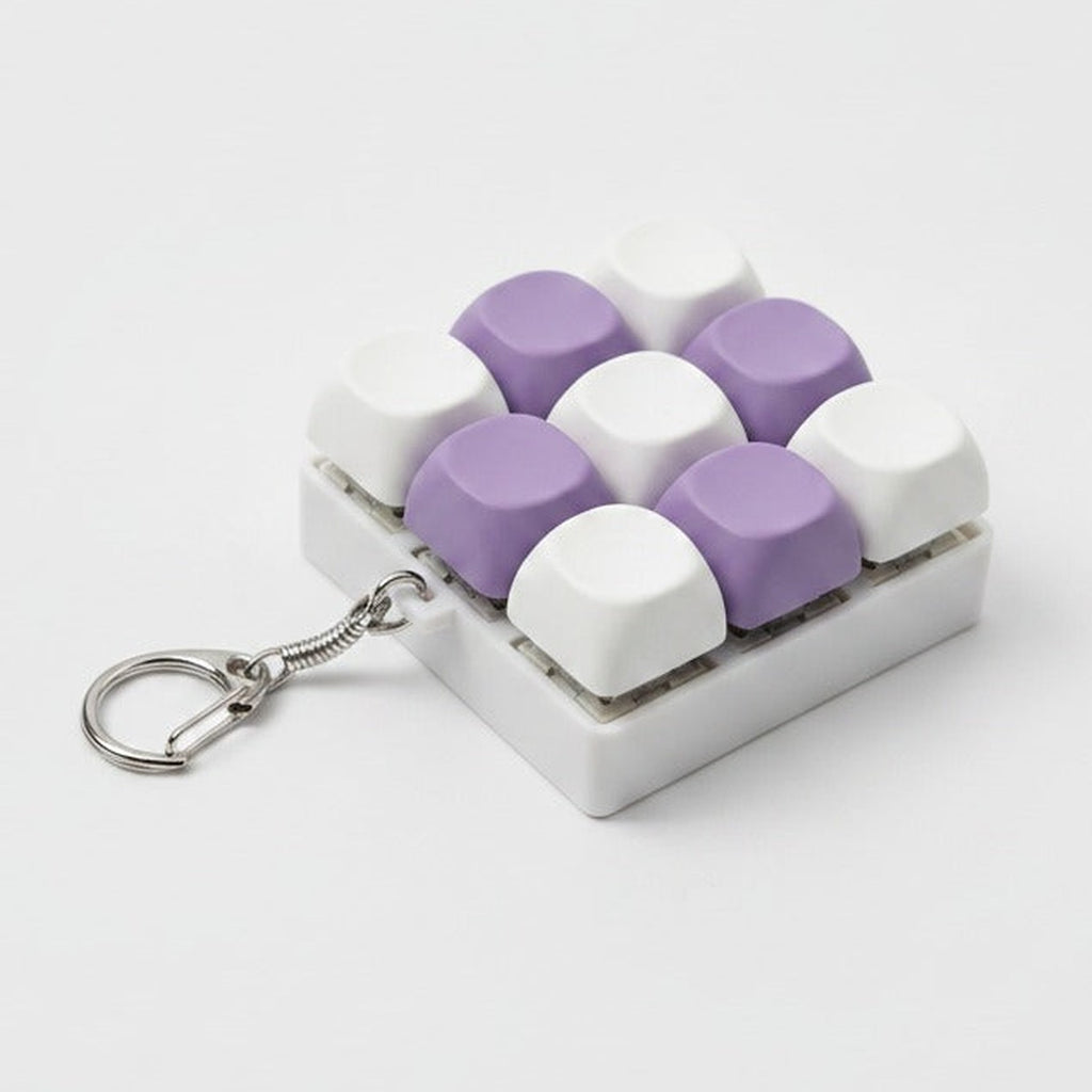 Mini Keyboard Key Keychain - White & Purple