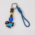 Acrylic Keyring With Beaded Charm And Woven Strap - Blue Kitty #2 – novelty & toys (view 1)