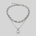 Silver Layered Chain Pendant Necklace – jewelry (view 1)