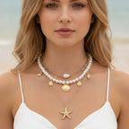 Beaded Ocean Charm Layered Necklace - Type 3