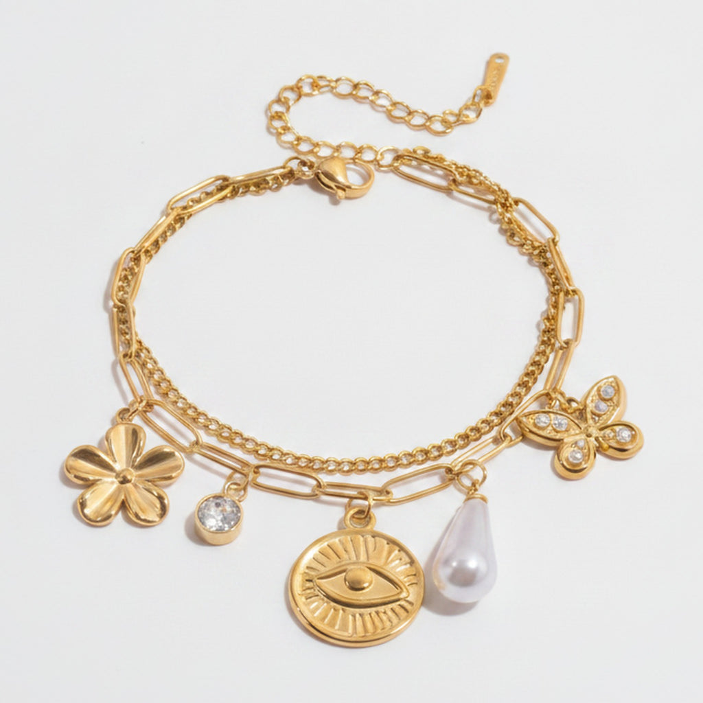 Chain Bracelet With Pearl Charm Charms - Gold Pearl Charm – jewelry (view 1)