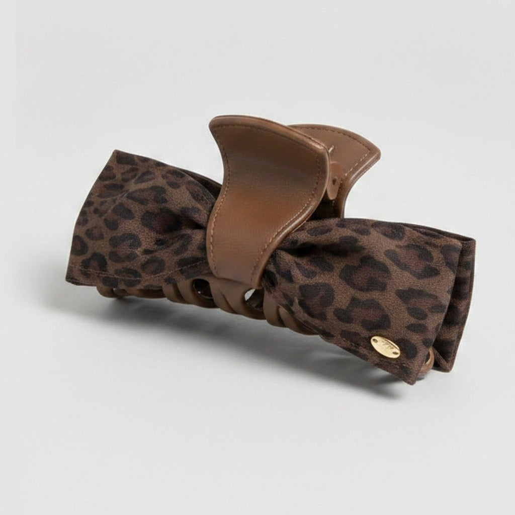 Leopard Print Hair Claw With Bow – hair accessories (view 1)