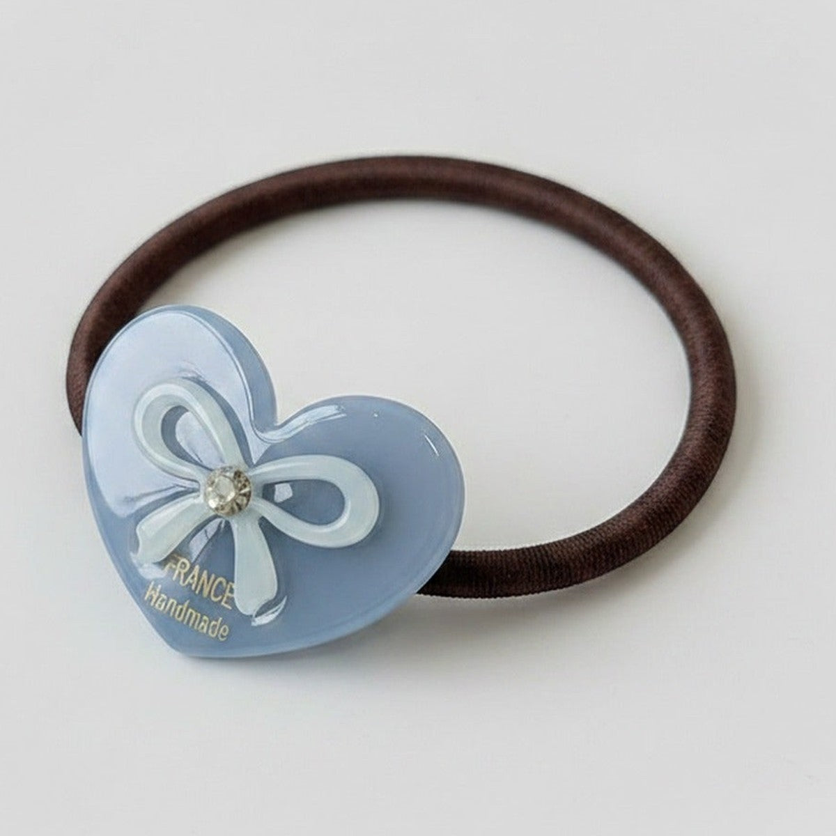 Blue Heart Bow Rhinestone Hair Tie – hair accessories (view 1)