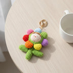 Smiley Flower Crochet Keychain - Rainbow