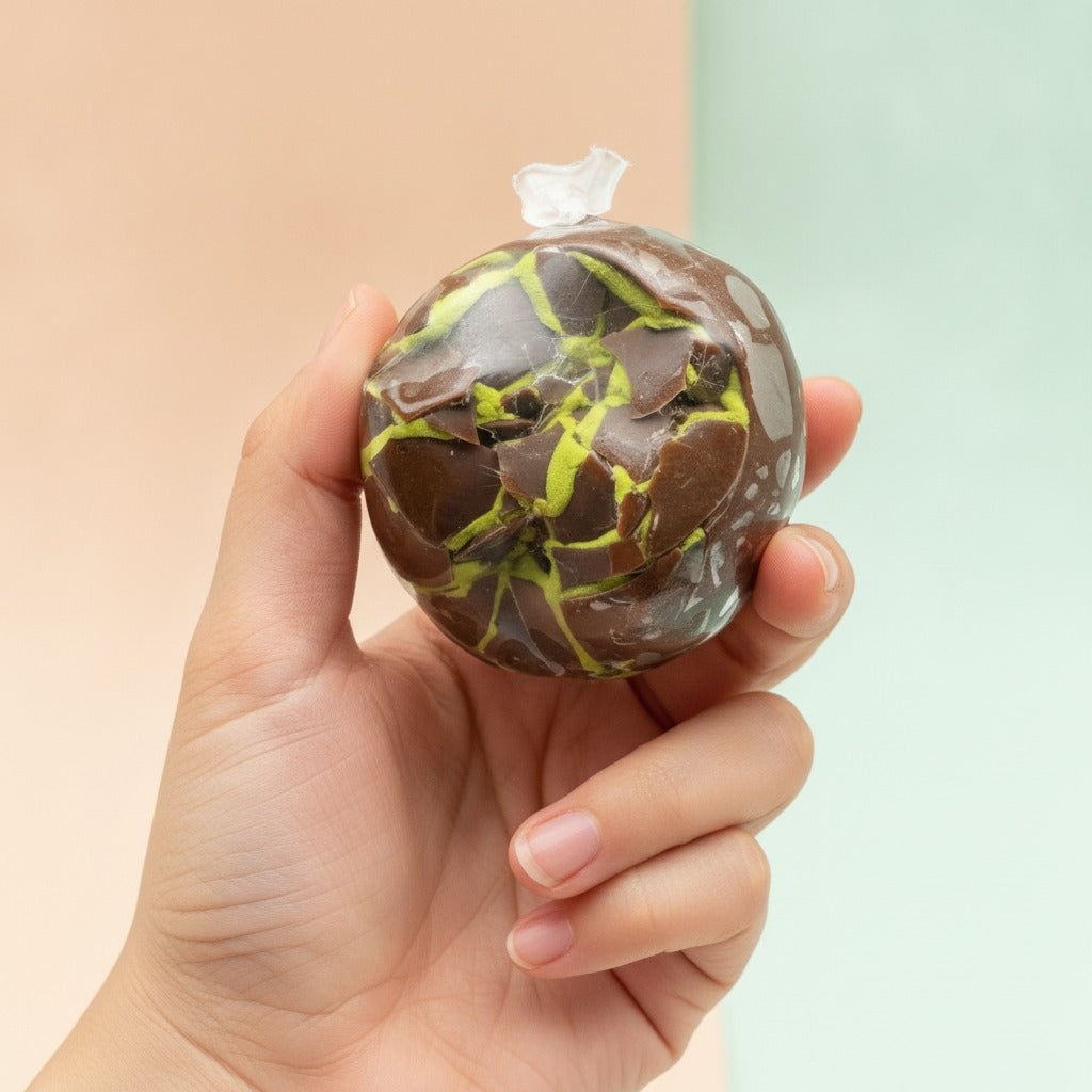 Crispy Bubble Squishy Ball - Crushed Ice Green - squeeze in hand