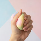 Pastel Swirl Donut Squishy - Blue Pink Swirl - squeeze in hand