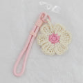 Crochet Flower Bag Charm - Cream & Pink