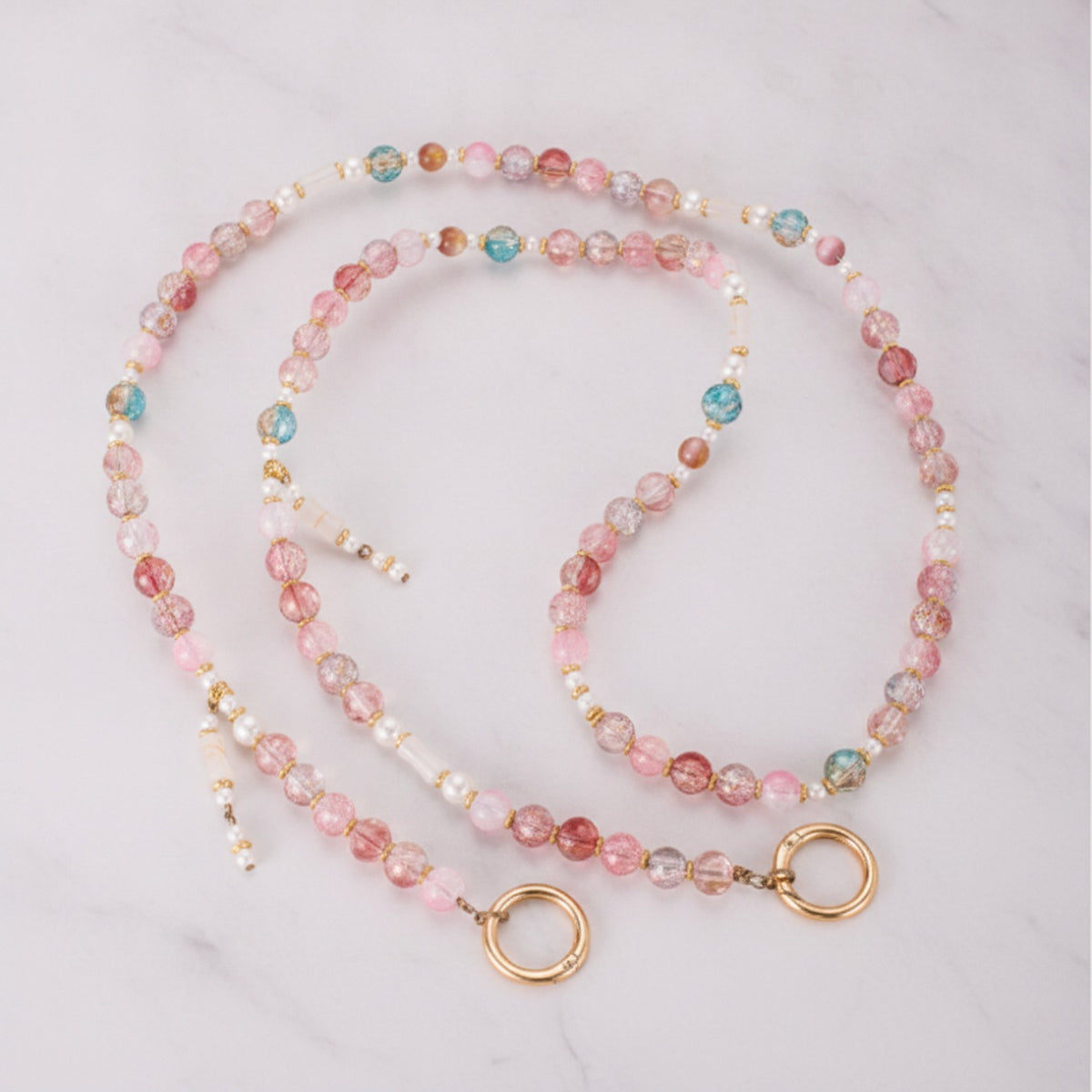 Beaded Phone Charm Crossbody Strap - Pink