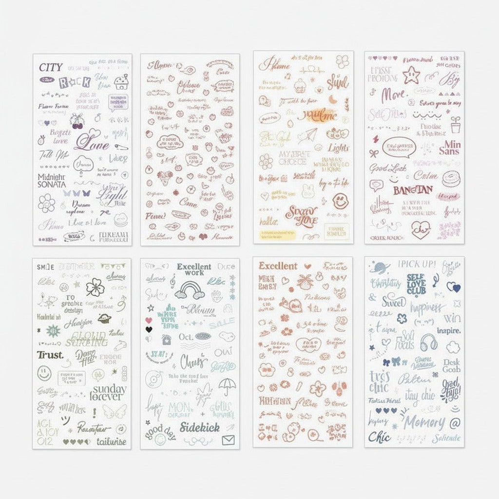 Aesthetic Word Art Sticker Sheet Set - Colorful Letters