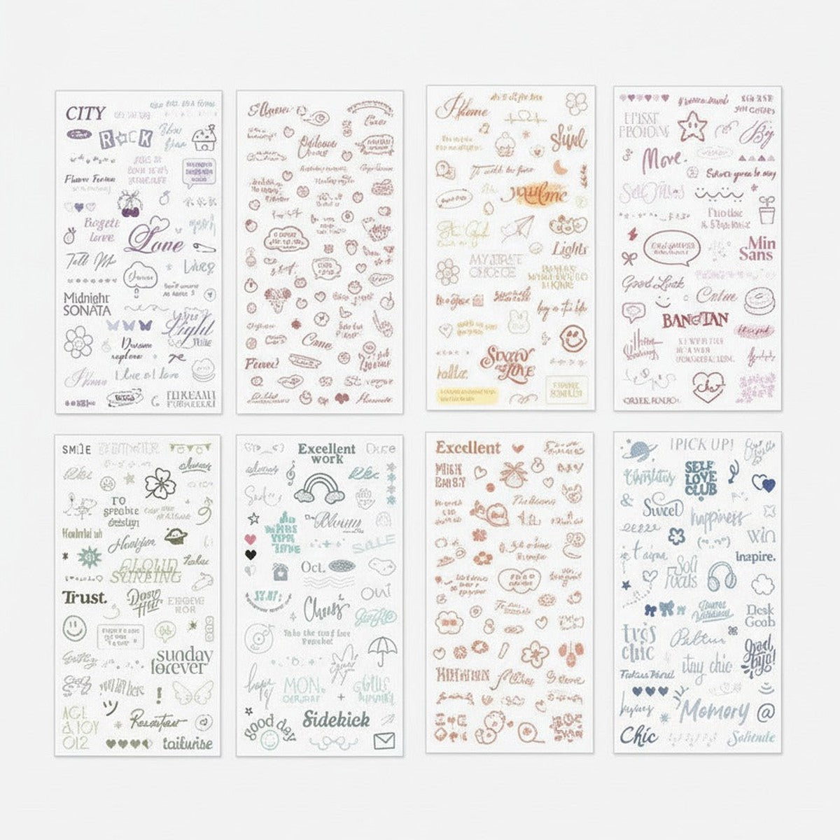 Aesthetic Word Art Sticker Sheet Set - Colorful Letters