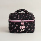 Quilted Bow Barrel Cosmetic Bag – bags & wallets (view 1)