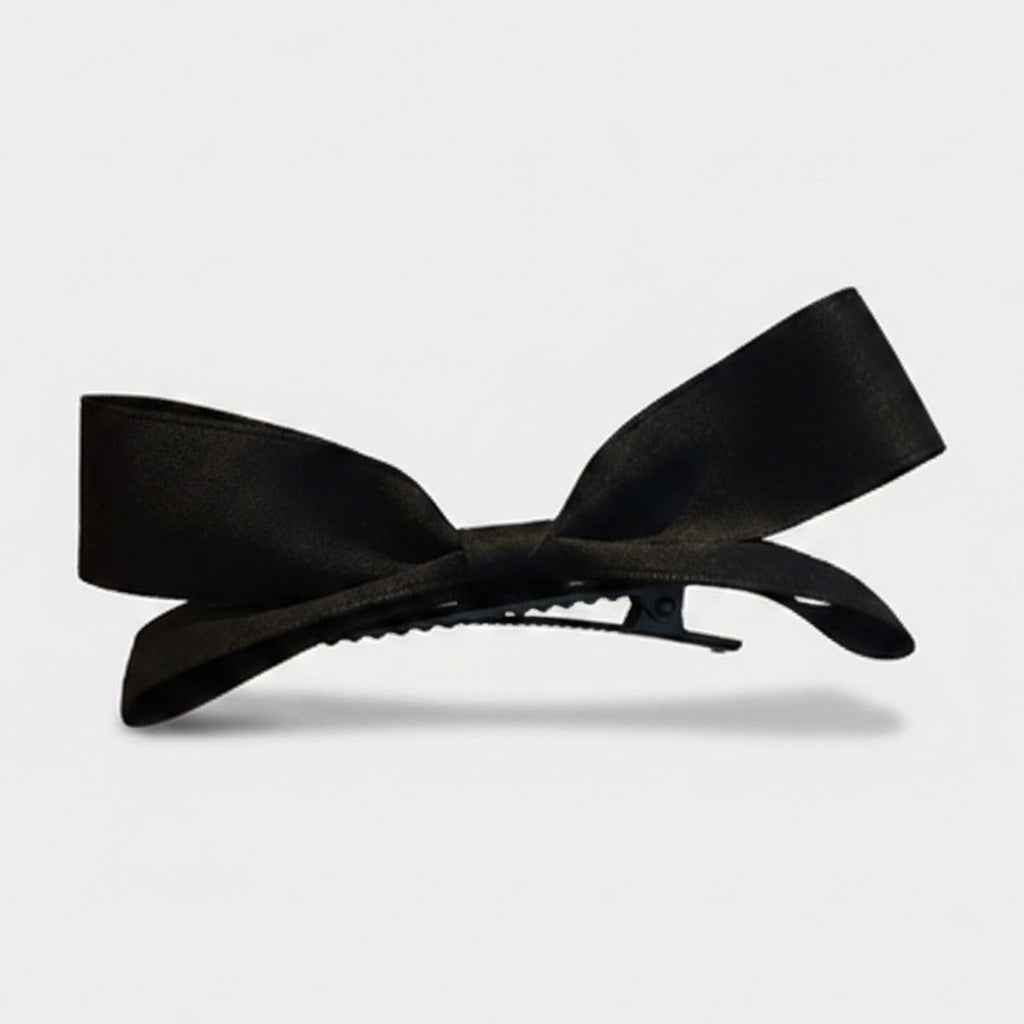Black Satin Bow Hair Clip – hair accessories (view 1)
