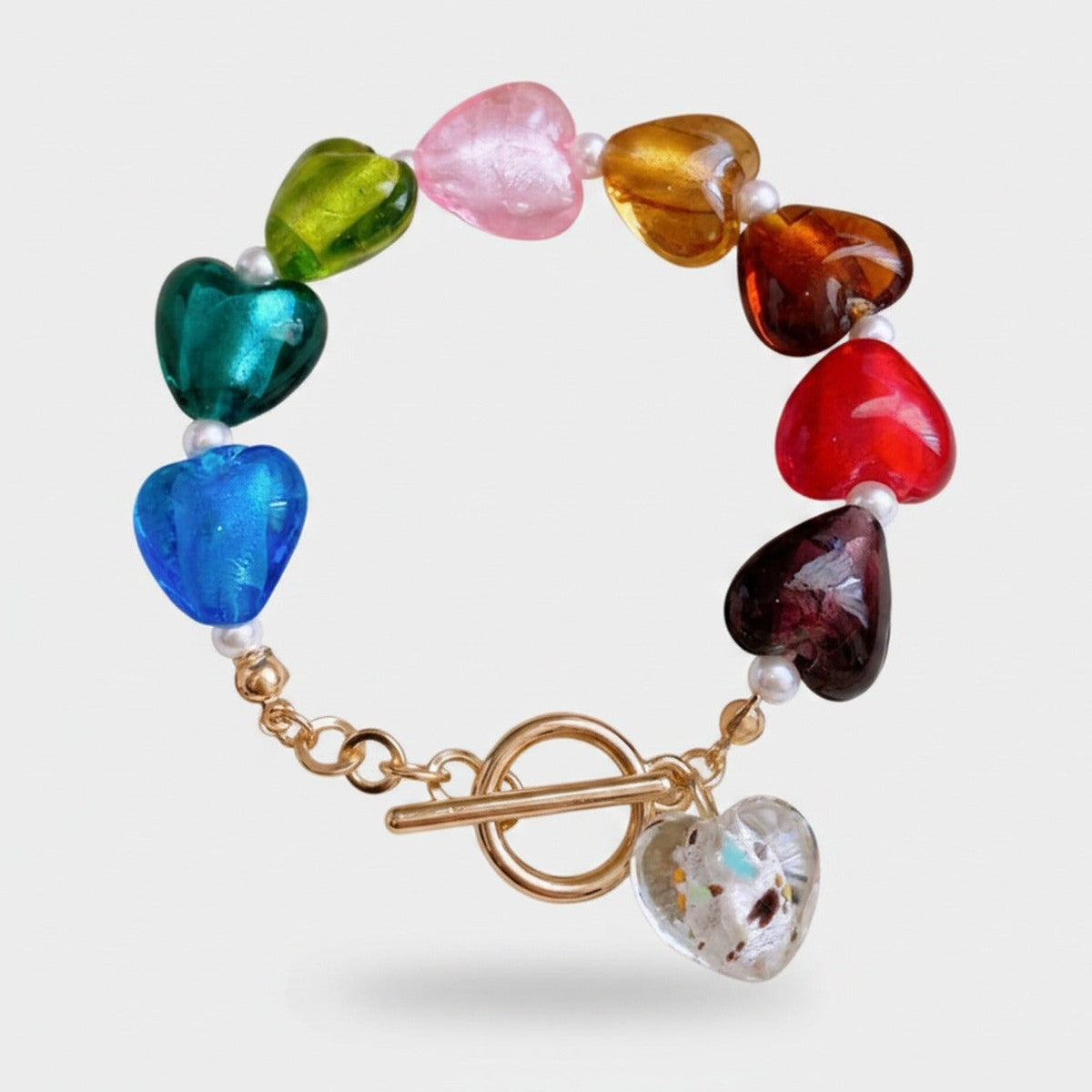 Colorful Heart Beaded Charm Bracelet – jewelry (view 1)
