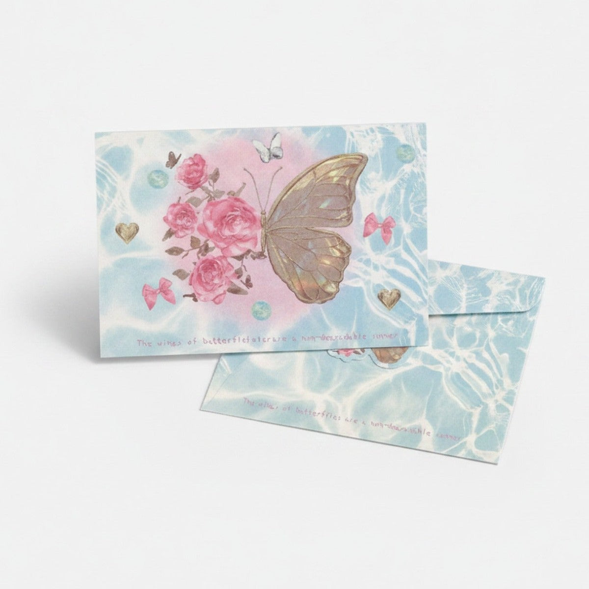Butterfly Flower Letter Writing Paper Set Blue – stationery (view 1)
