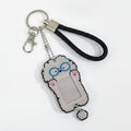 Puppy Photo Frame Keychain - Gray Pup Blue Glasses