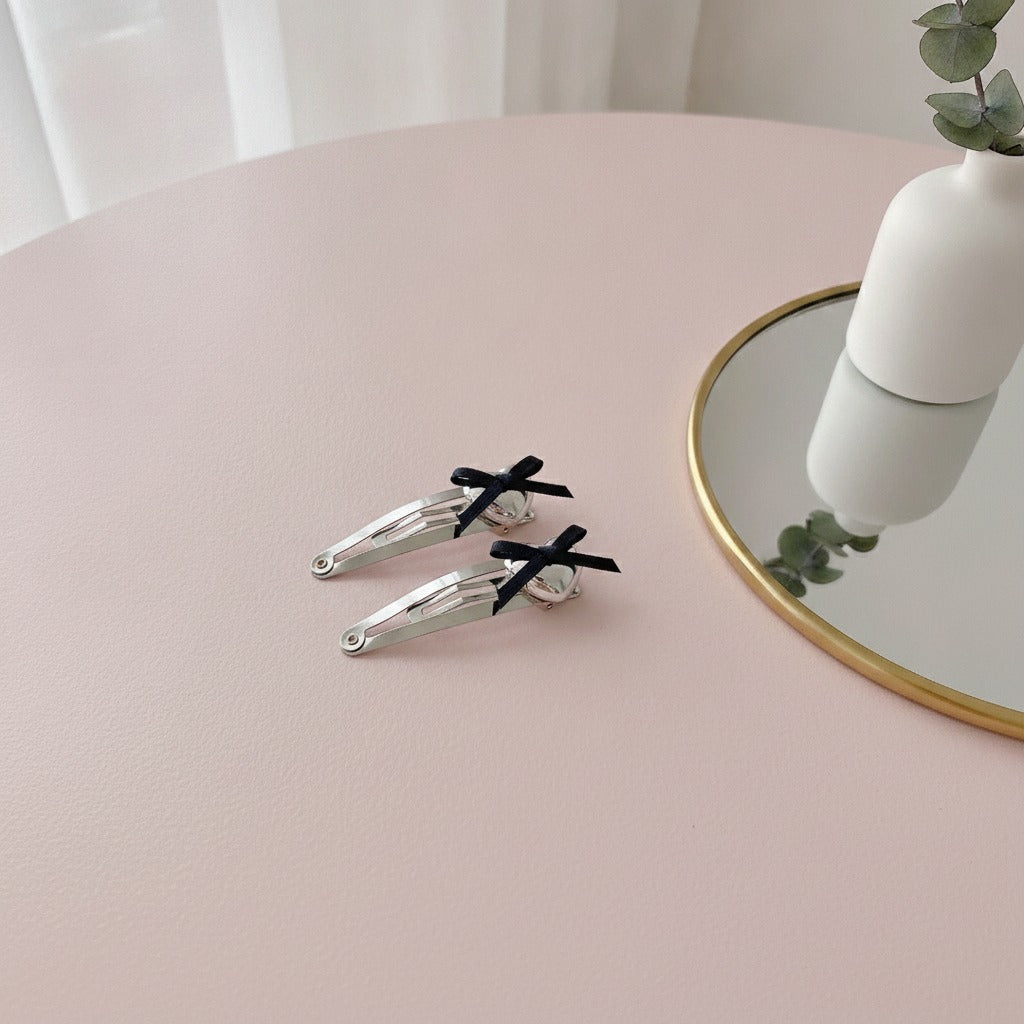 Bow Ribbon BB Clip Set - White Bow