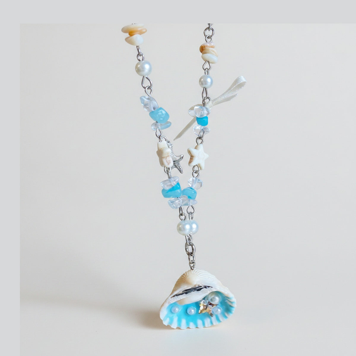 Shell Pearl Beaded Charm Necklace - Necklace 0172 – jewelry (view 1)