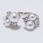 Pearl and Rhinestone Cluster Ring Set – jewelry (view 1)