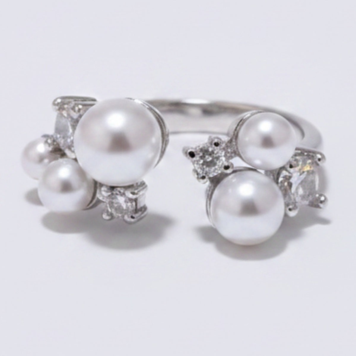 Pearl and Rhinestone Cluster Ring Set – jewelry (view 1)