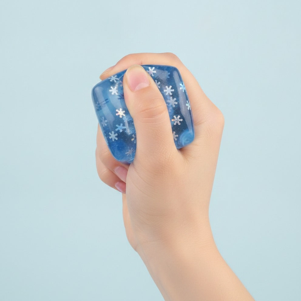 Blue Snowflake Cloud Squishy Cube - squeeze in hand