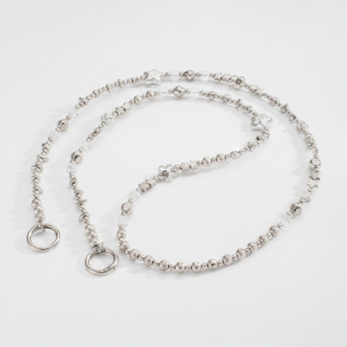 Beaded Phone Charm Strap - Silver Star