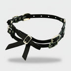 Black Faux Leather Bow Collar Choker – jewelry (view 1)