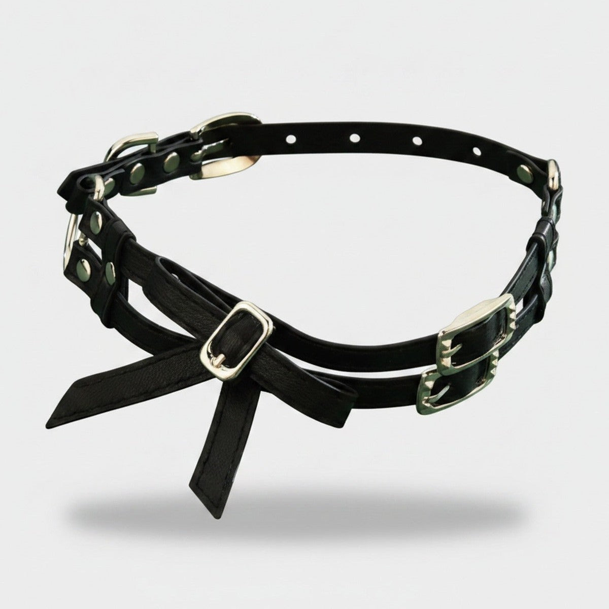 Black Faux Leather Bow Collar Choker – jewelry (view 1)