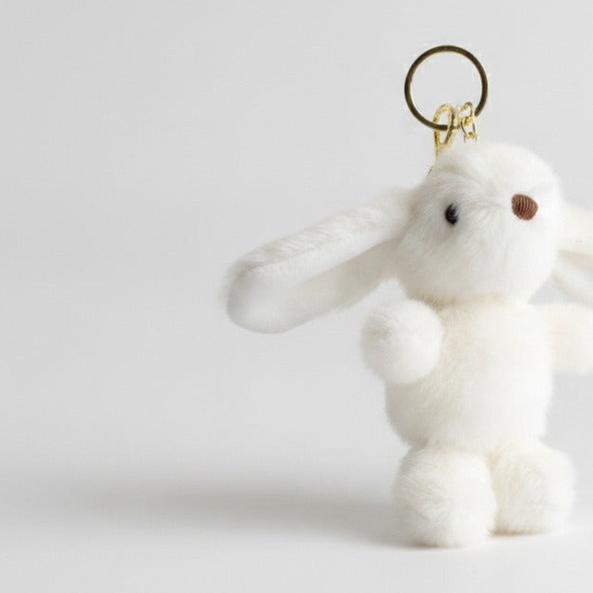 Fuzzy Bunny Keychain - White