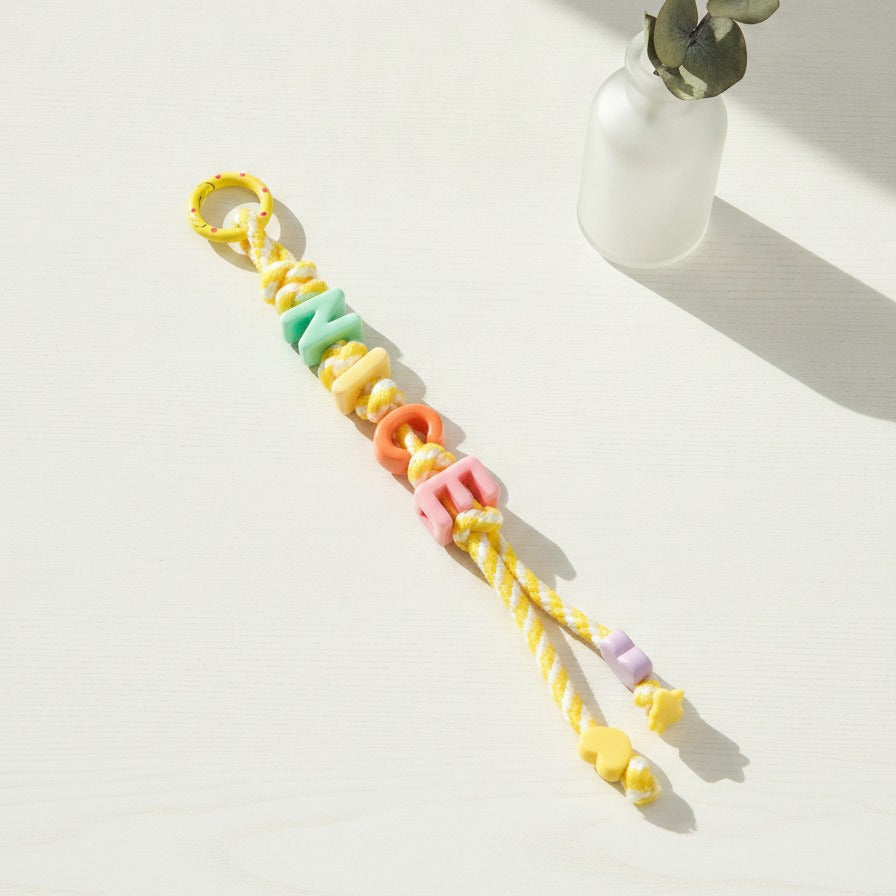 Beaded Letter Charm Keychain - Type 4