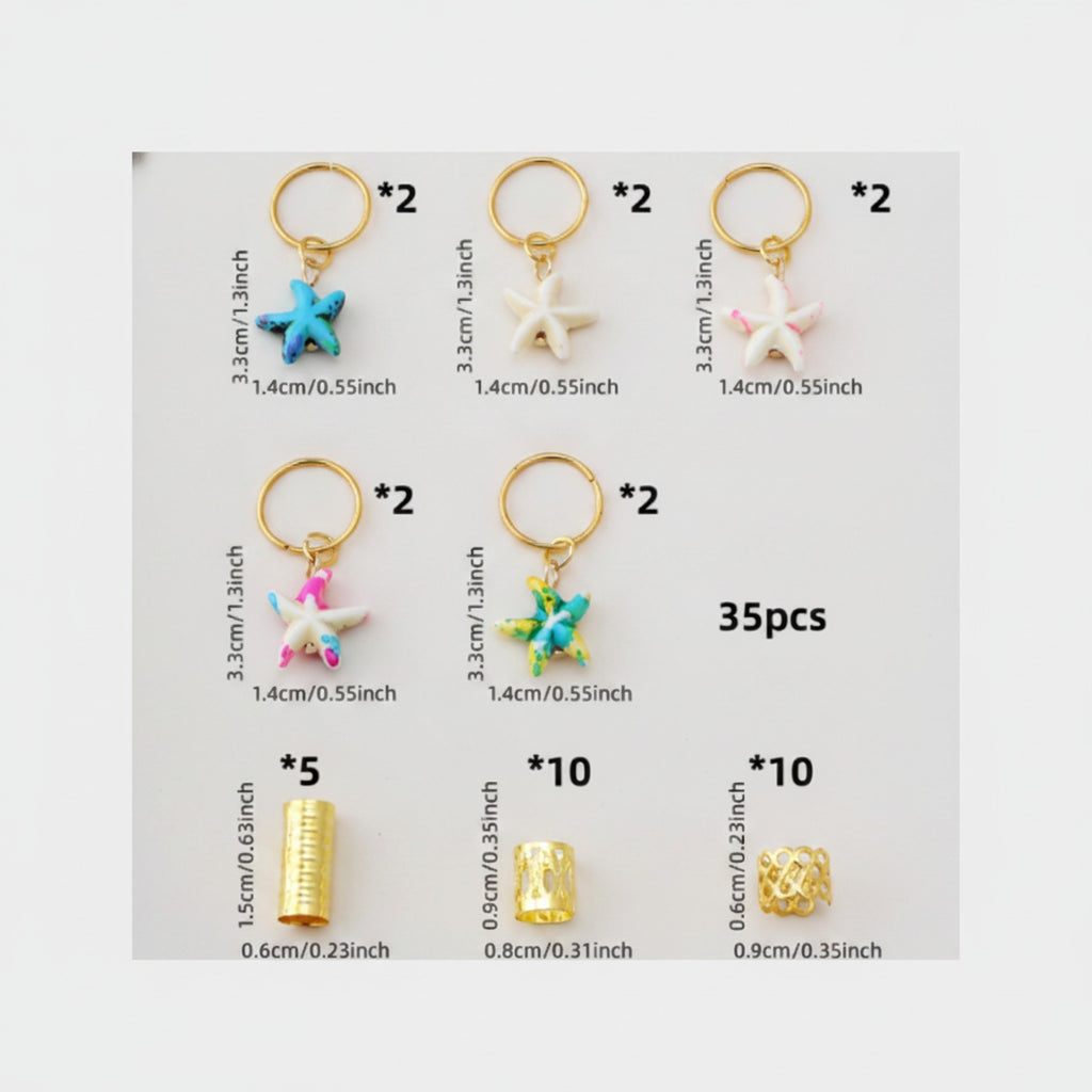 Mini Starfish Charm Keyring Set 35-Piece Assorted Set
