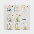 Mini Starfish Charm Keyring Set 35-Piece Assorted Set