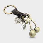 Vintage Brass Charm Leather Keyring with Cherry Motif – novelty & toys (view 1)