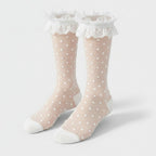 White Polka Dot Lace Ruffle Crew Socks – apparel accessories (view 1)