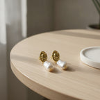 Baroque Pearl Drop Earrings - Gold Pearl