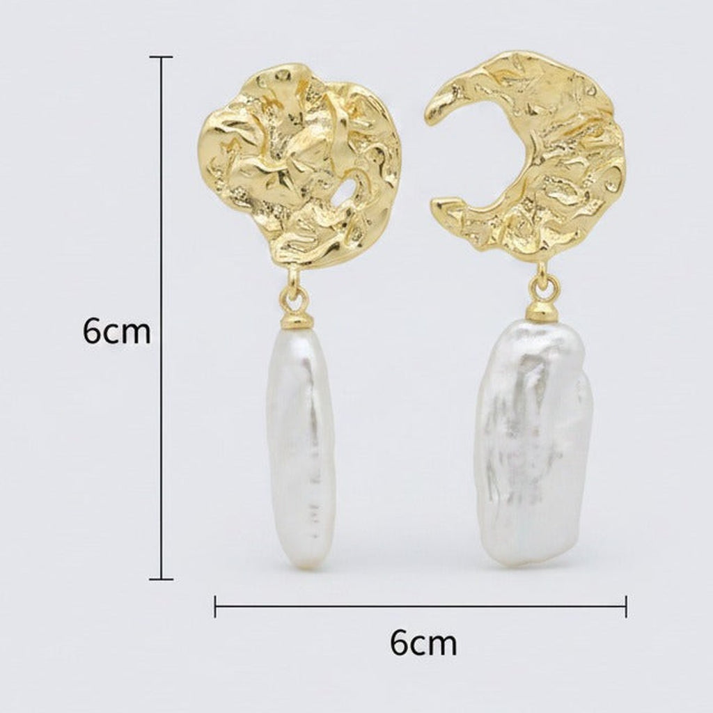 Baroque Pearl Drop Earrings - Gold Pearl