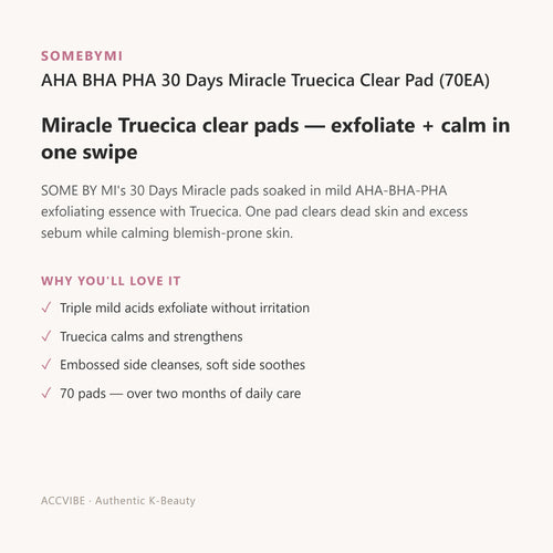 AHA BHA PHA 30 Days Miracle Truecica Clear Pad (70EA)