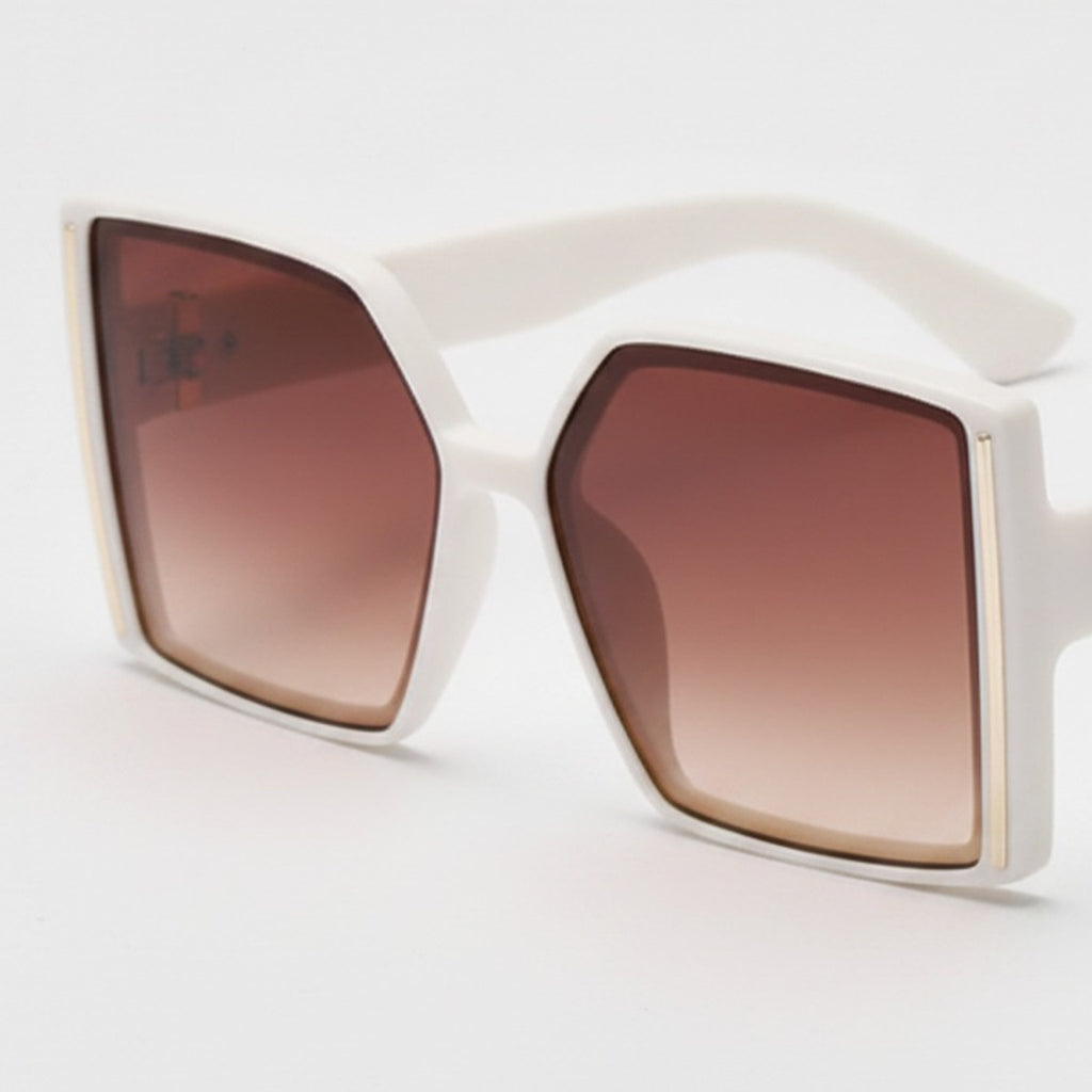 Cream Square Gradient Sunglasses With Gold Accent – eyewear (view 1)