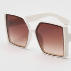 Cream Square Gradient Sunglasses With Gold Accent – eyewear (view 1)